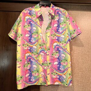 Romwe - Frog/Rainbow - Button up Shirt - Medium